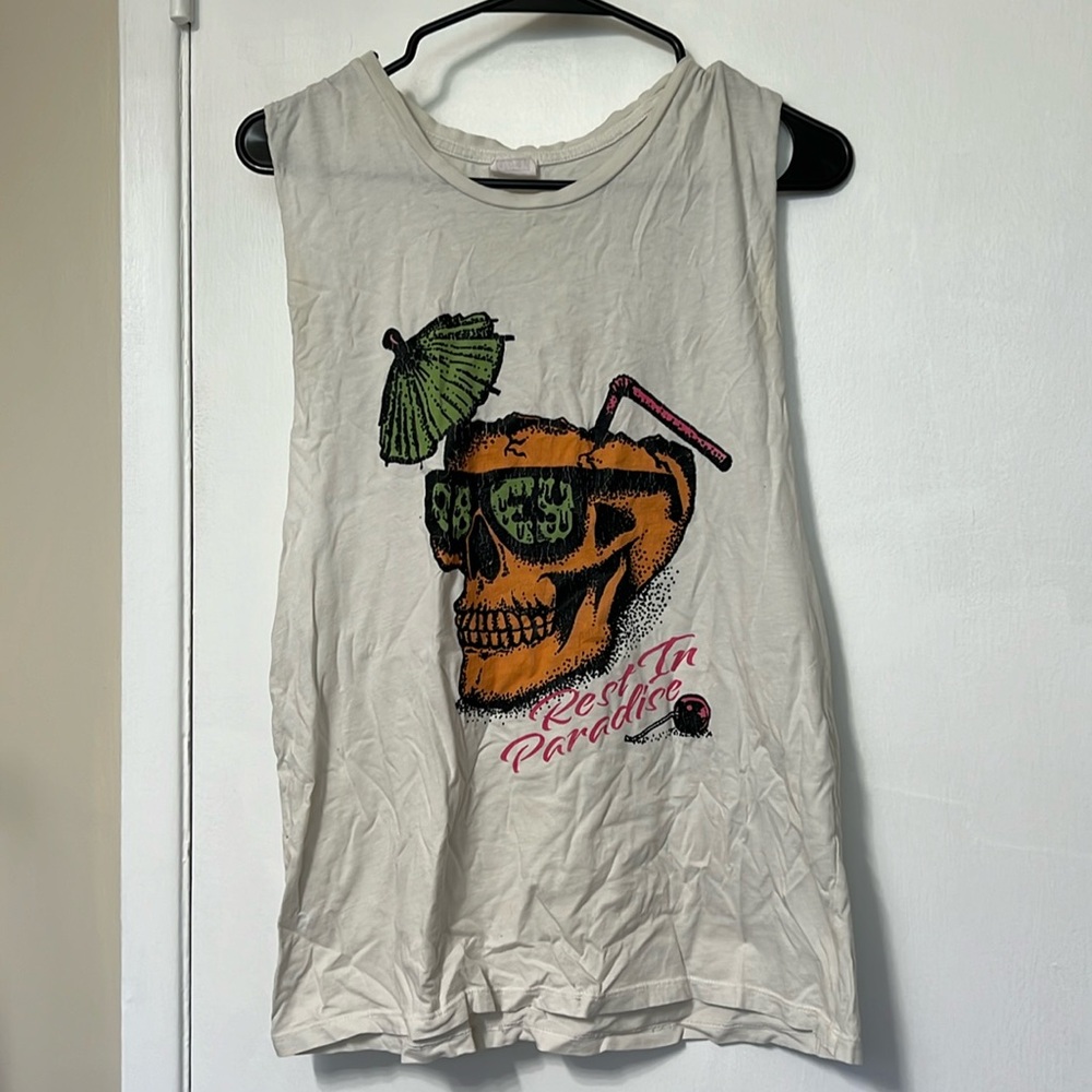 Obey Rest in Paradise Crackled Graphic Tank